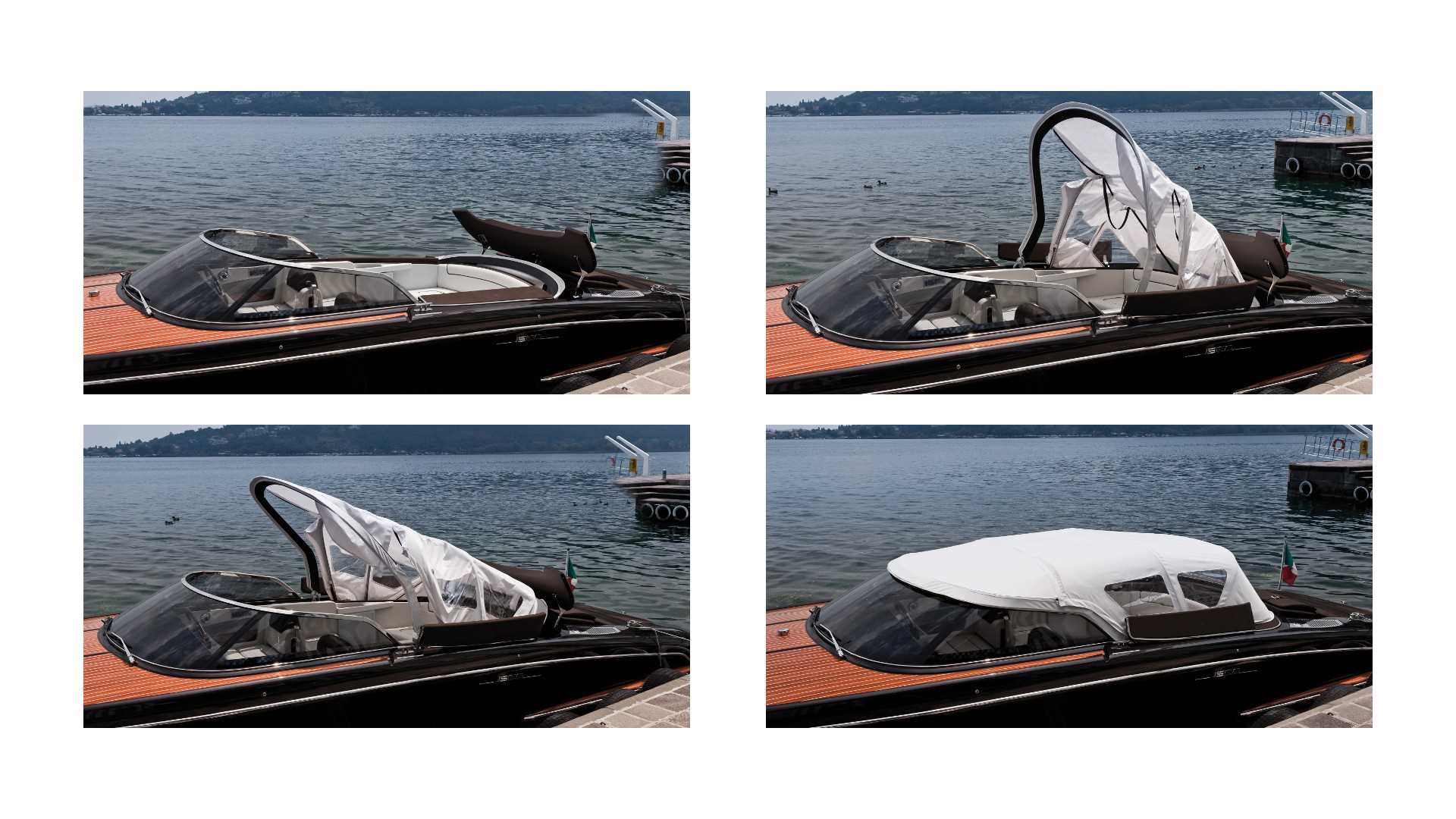 Riva Boote. Hier Riva Iseo mit Bimini Top